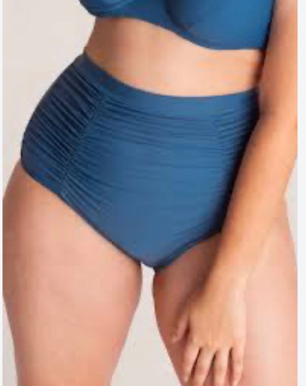 Shapermint Essentials High Waisted Control Bikini Bottom Blue Size S NWT